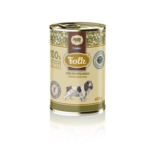 Karma mokra dla psa FOLK Dzik po myśliwsku 400 g.jpg