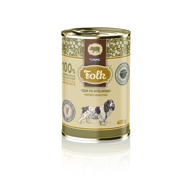 Karma mokra dla psa FOLK Dzik po myśliwsku 400 g.jpg