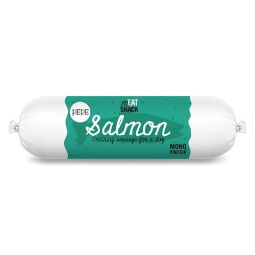 Kiełbaska PEPE Salmon (łosoś) 200g.jpg