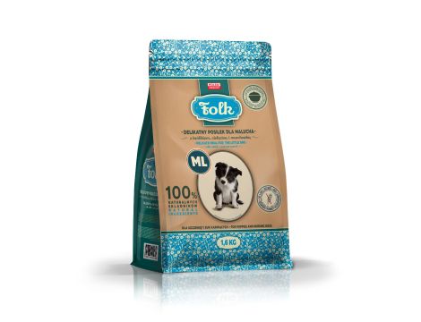 Karma sucha dla psa FOLK Junior ML Delikatny posiłek dla malucha z królikiem, cielęciną i marchewką 1,6 kg.jpg